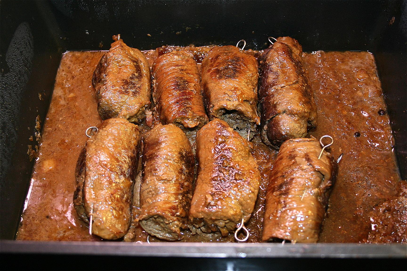 Rouladen. My first attempt. Before the roll, wrap, and cooking. It was ...
